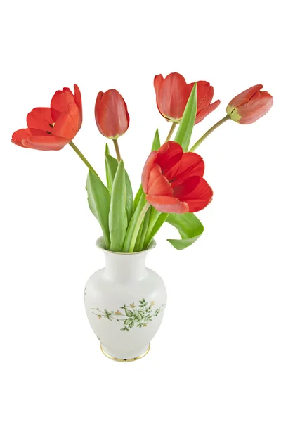 stock image Red tulips in a vase