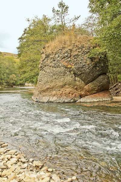 Pedra interessante ao lado do riacho — Fotografia de Stock