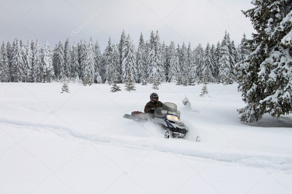 Man on a snowmobile