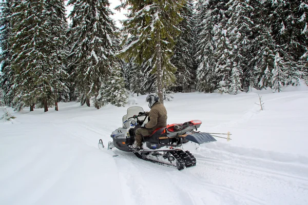 Hombre en una moto de nieve —  Fotos de Stock