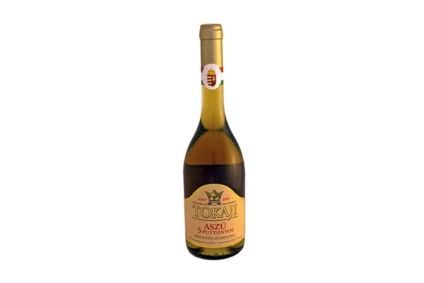 stock image A bottle of Hungarian Tokaji wine isolated on white