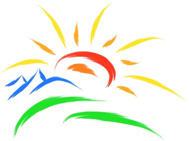 Sun and mountain clipart