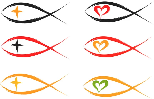 Symboles de poissons chrétiens — Image vectorielle