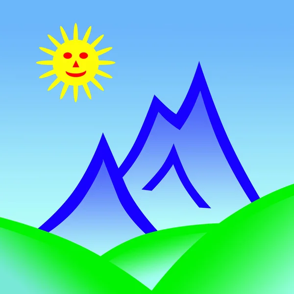 Góra z szczęśliwy słońce — Zdjęcie stockowe