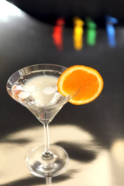 Cocktail of ice and a slice of orange — Stock Photo, Image