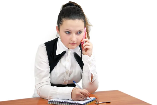 Jovencita gerente en el teléfono — Foto de Stock