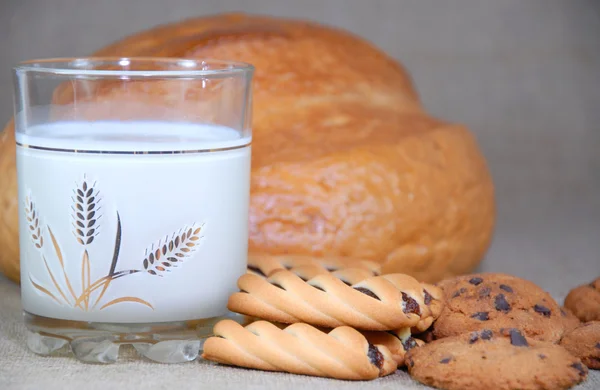 Mleko i ciasteczka domowego — Zdjęcie stockowe