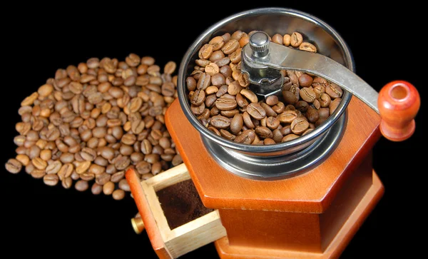 En trä kaffekvarn svart — Stockfoto