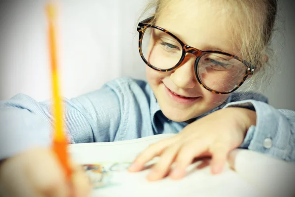 Student in big glasses smiling — Stock Photo, Image