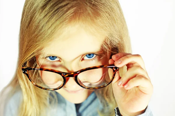 Schoolgirl with big glasses — Stock Photo, Image