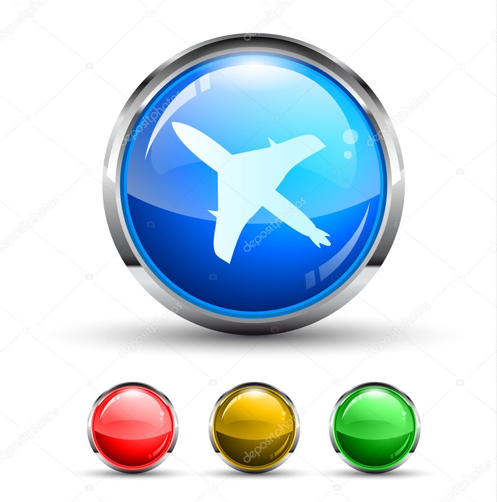 Airplane Cristal Glossy Button