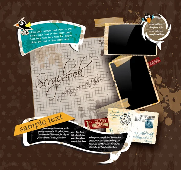 Vintage scrapbook samenstelling — Stockvector