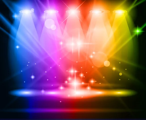 魔术聚光灯与彩虹射线 — 图库矢量图片
