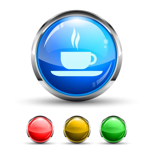Kávézó-bár Cristal Glossy gomb — Stock Vector