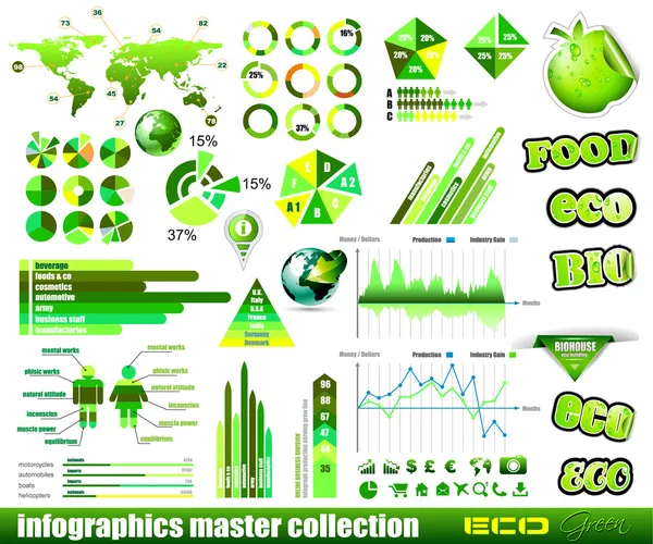 Premium Eco Verde colección maestro de infografías : — Archivo Imágenes Vectoriales