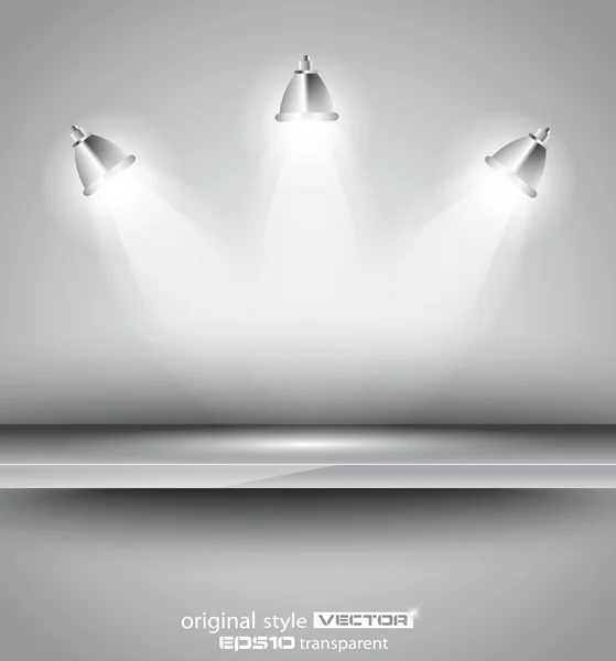 Etagère avec 3 projecteurs LED — Image vectorielle