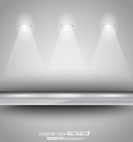 Shelf with LED spotlights