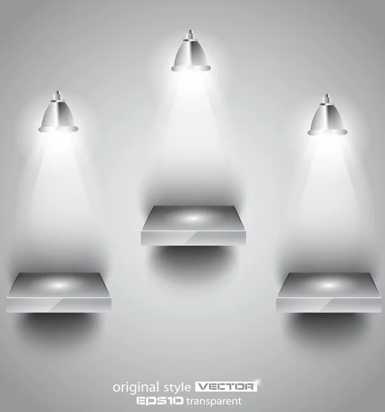 Regal mit LED-Scheinwerfern — Stockvektor