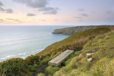 Cliff view deniz manzarası, cornwall, İngiltere.