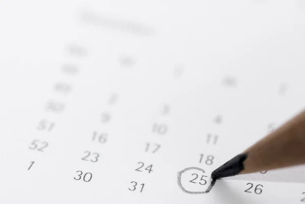 December 25th '12 circled with pencil. — Stock Photo, Image