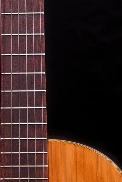 stock image Classic Guitar (Spanish) fretboard, black background.