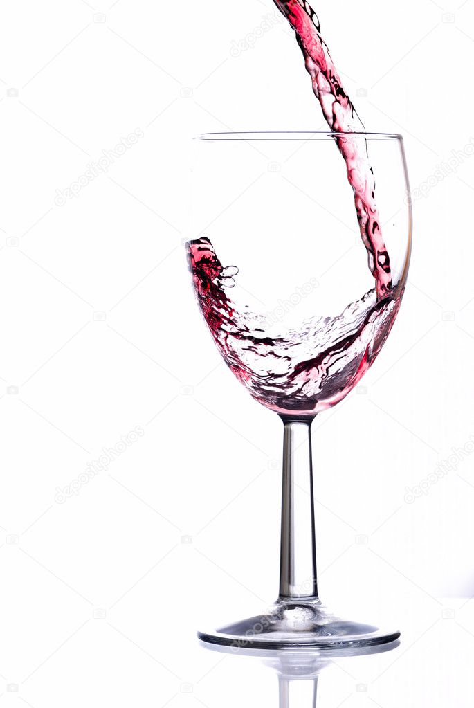 Pouring Red Wine, White Background