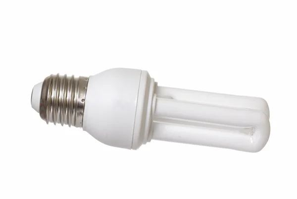 Ampoule à économie d'énergie sur fond blanc . — Photo