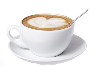 Heart Drawn into Latte With Spoon. clipart