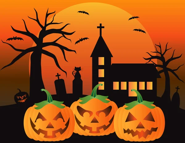 Halloween Jack O Lantern Pumpkins Illustration — Stock Vector