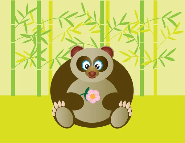 可爱熊猫举行花卉图 — 图库矢量图片