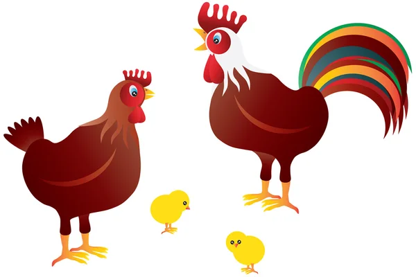 Chicken Family Illustration — Zdjęcie stockowe
