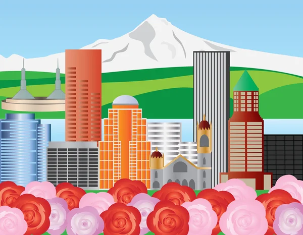 Portland Skyline Illustration — Stock vektor