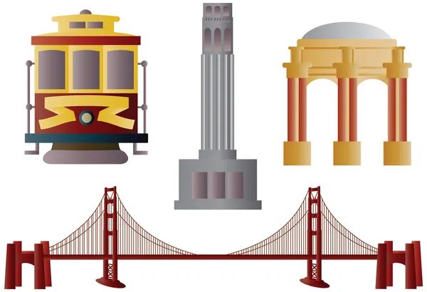 San Francisco Landmarks Illustration — Stock Vector