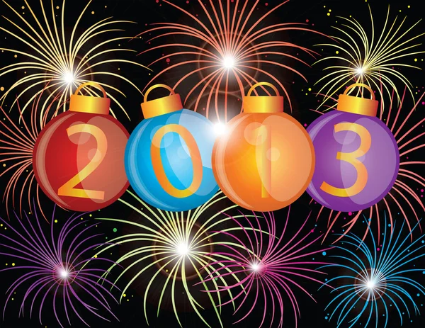 2013 Año Nuevo Adornos y fuegos artificiales Ilustración —  Fotos de Stock