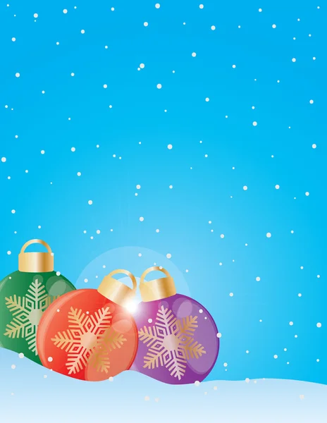 Christmas Ornaments on Snow — Stock Vector