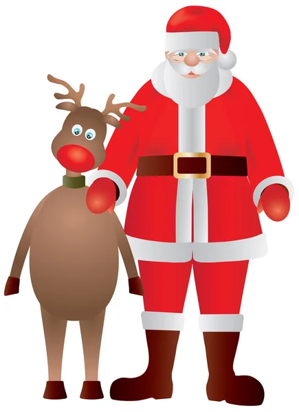 Santa Claus and Reindeer Illustration — Stock Vector