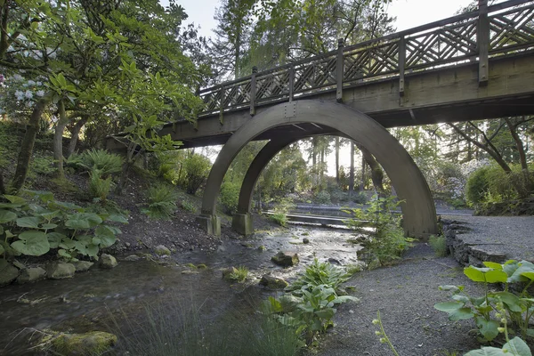 Ponte di legno sul torrente — Foto Stock