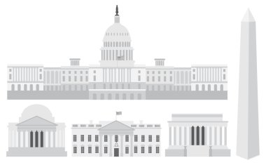 Washington DC Capitol Buildings and Memorials clipart