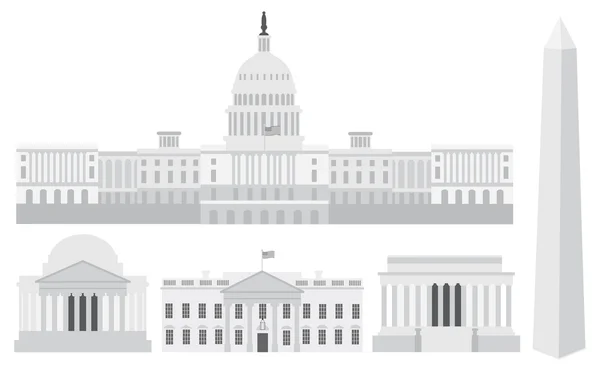 Edificios y monumentos del Capitolio de Washington DC — Vector de stock