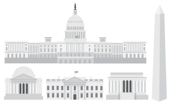 Washington DC Capitole Bâtiments et monuments commémoratifs — Image vectorielle