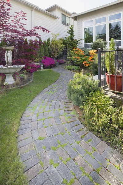 Frontyard Cement Stone Paver Path Vertical — Stock Photo, Image