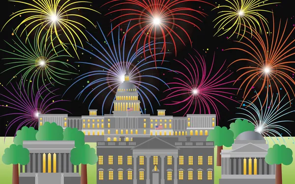 Το τέταρτο του Ιουλίου πυροτεχνήματα Ουάσιγκτον dc — Διανυσματικό Αρχείο