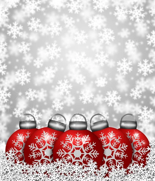 Rode sneeuwvlok ornamenten op sneeuw — Stockfoto