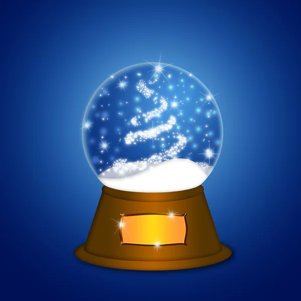Globe de neige d'eau avec arbre de Noël scintille — Photo