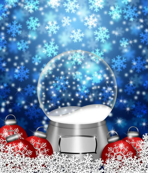 Snow Globe Blank and Christmas Tree Ornaments — Stock Photo, Image