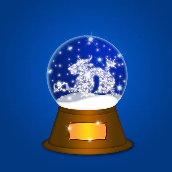 Water Snow Globe with Chinese Dragon Blue — Stock Photo, Image