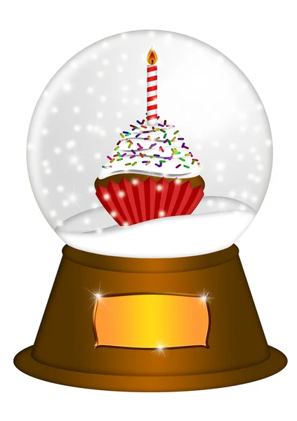 Water Snow Globe with Penguin and Candy Cane Illustration — Stock Photo, Image