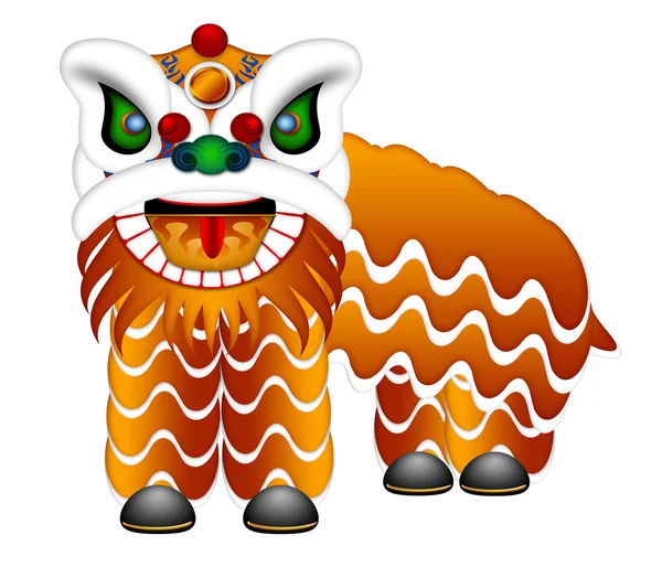 Chinesischer Löwe tanzt Ganzkörper-Illustration — Stockfoto