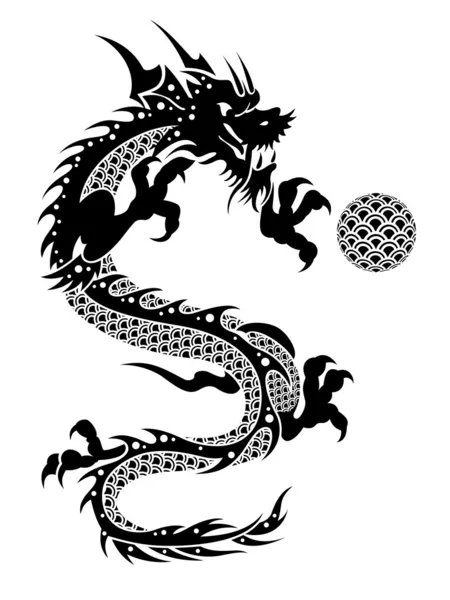 2012 Volando dragón chino con bola Clipart — Foto de Stock