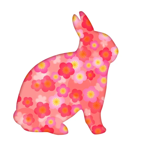 Ilustracja królik królik kwiat wiosna wiśnia kwiaty — Zdjęcie stockowe